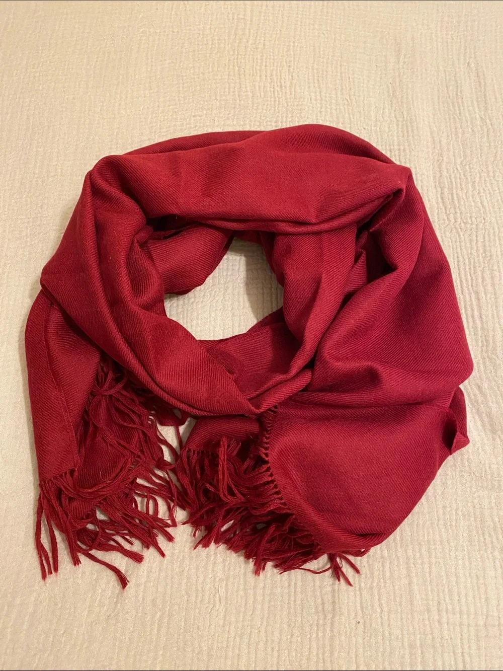 KUNA BABY ALPACA Burgundy Scarf with Fringe